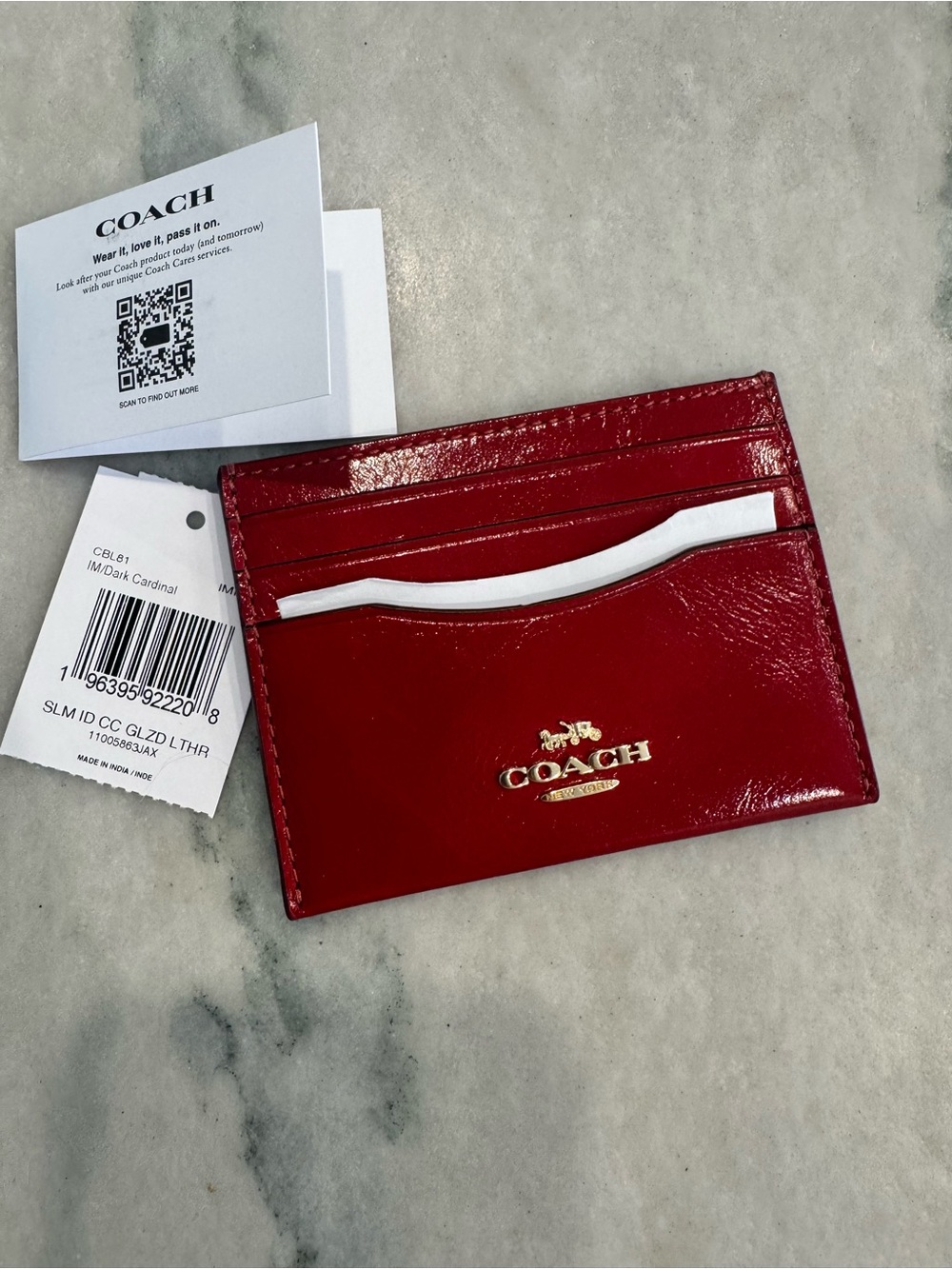 COACH Slim ID Card Case Wallet in Dark Cardinal Red